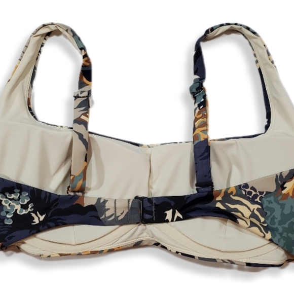 Athleta Bra Square Neck Printed Bikini Top Bora Bora Neutral Floral Print 40D/DD - Picture 13 of 16